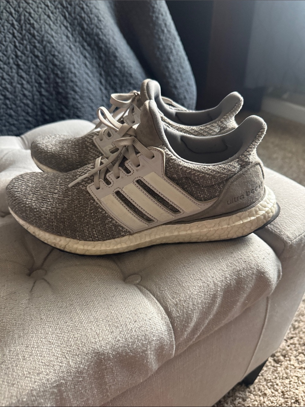 adidas Grey Knit Ultra Boost Running Shoes